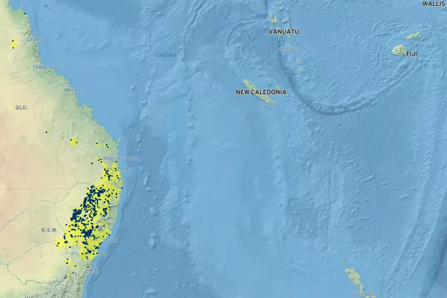Hovea lanceolata Native Range
