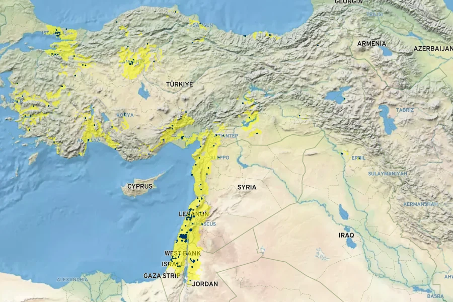 Hyacinthus orientalis Native Range