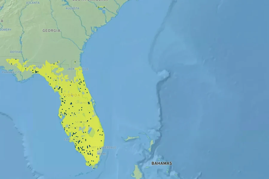 Hydrolea corymbosa Native Range