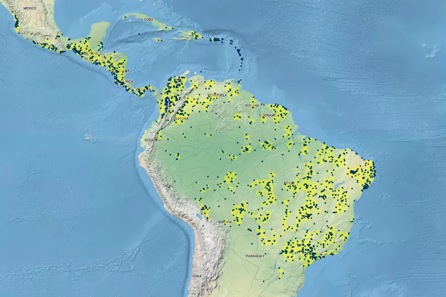 Hymenaea courbaril Native Range