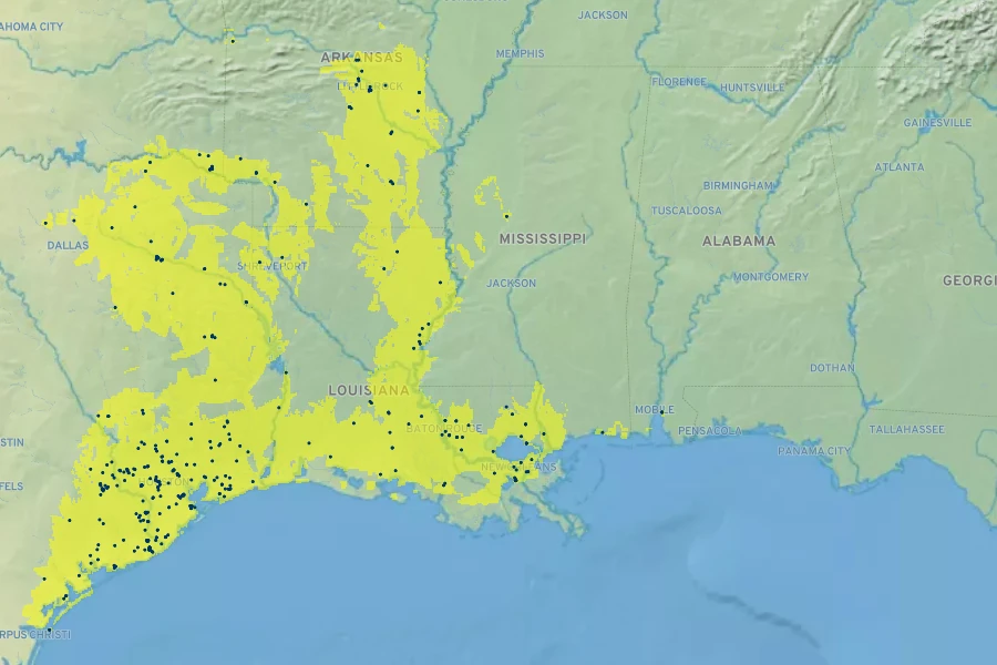 Hymenocallis liriosme Native Range