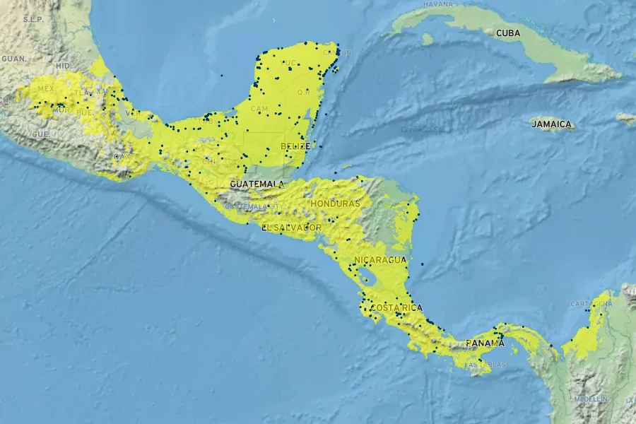 Hymenocallis littoralis Native Range