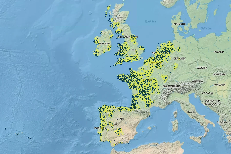 Hypericum elodes Native Range