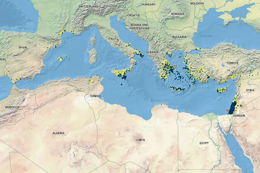 Hypericum triquetrifolium Native Range