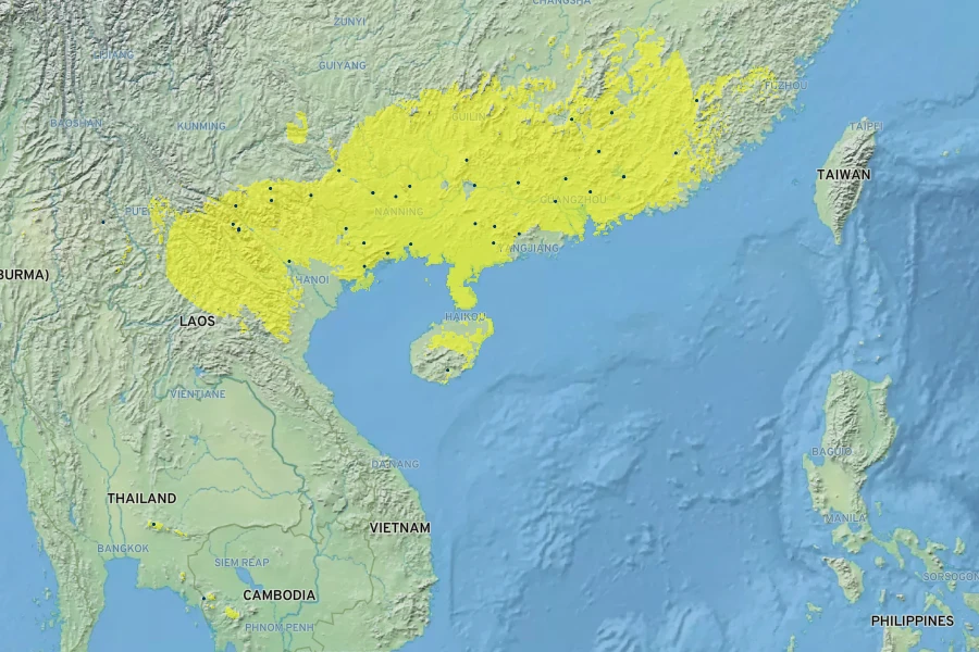 Ilex chapaensis Native Range