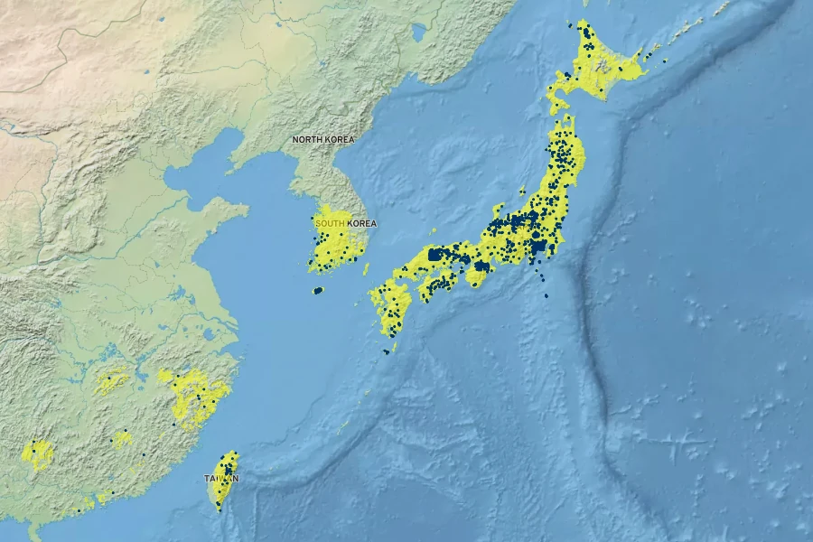 Ilex crenata Native Range