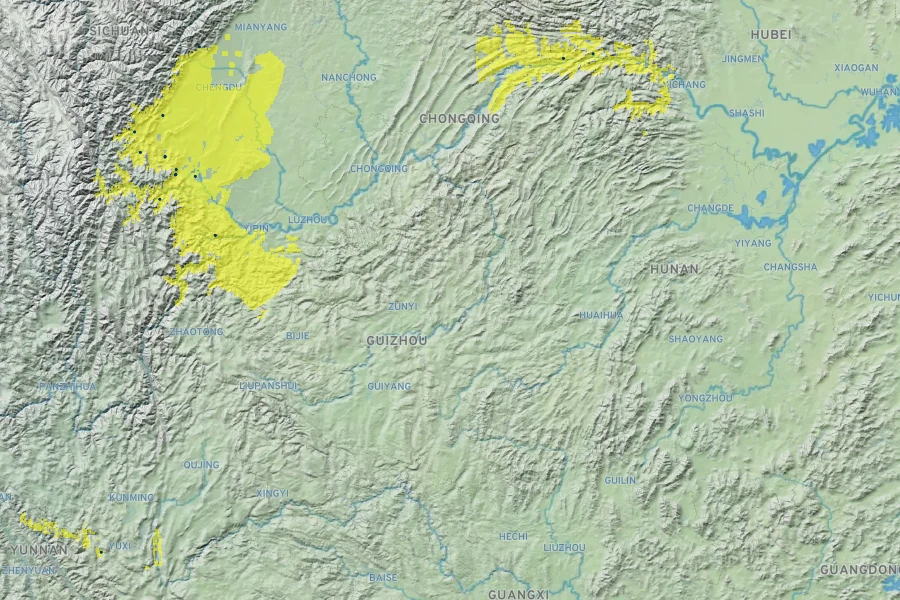Impatiens oxyanthera Native Range