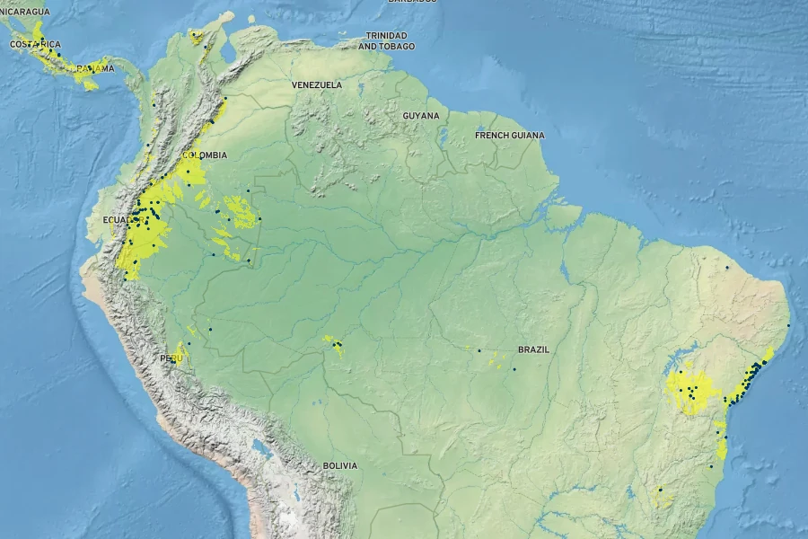 Inga ciliata Native Range