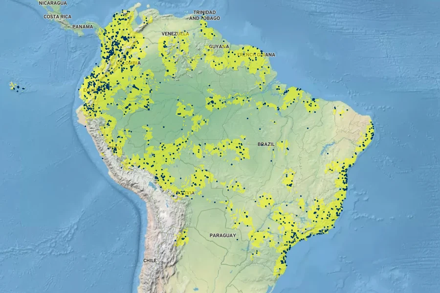 Inga edulis Native Range