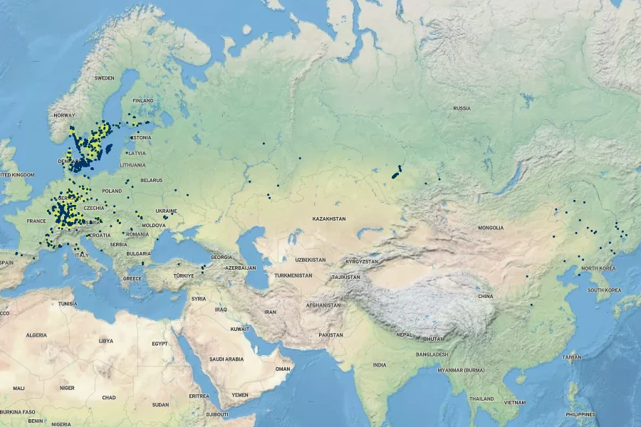 Inula salicina Native Range