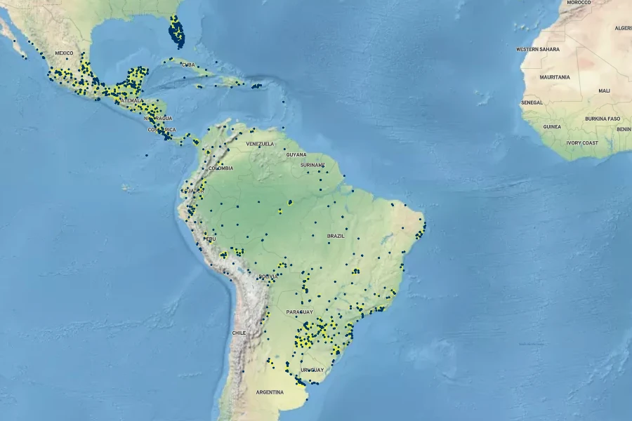 Ipomoea alba Native Range