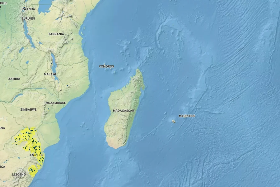 Ipomoea albivenia Native Range