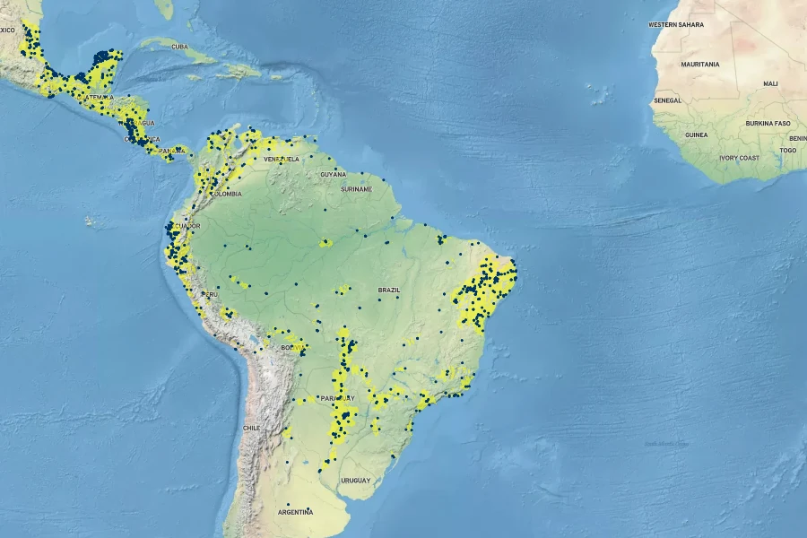 Ipomoea carnea Native Range