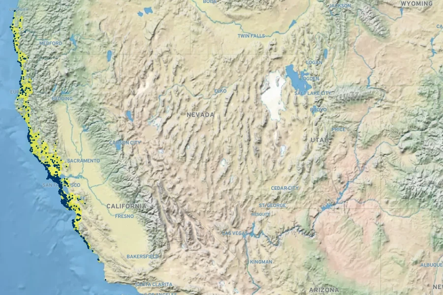 Iris douglasiana Native Range