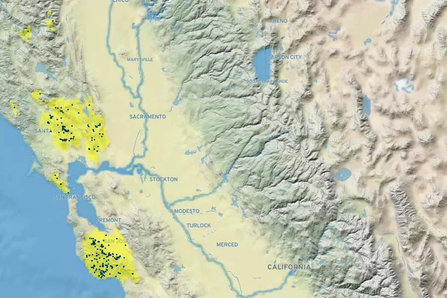 Iris fernaldii Native Range