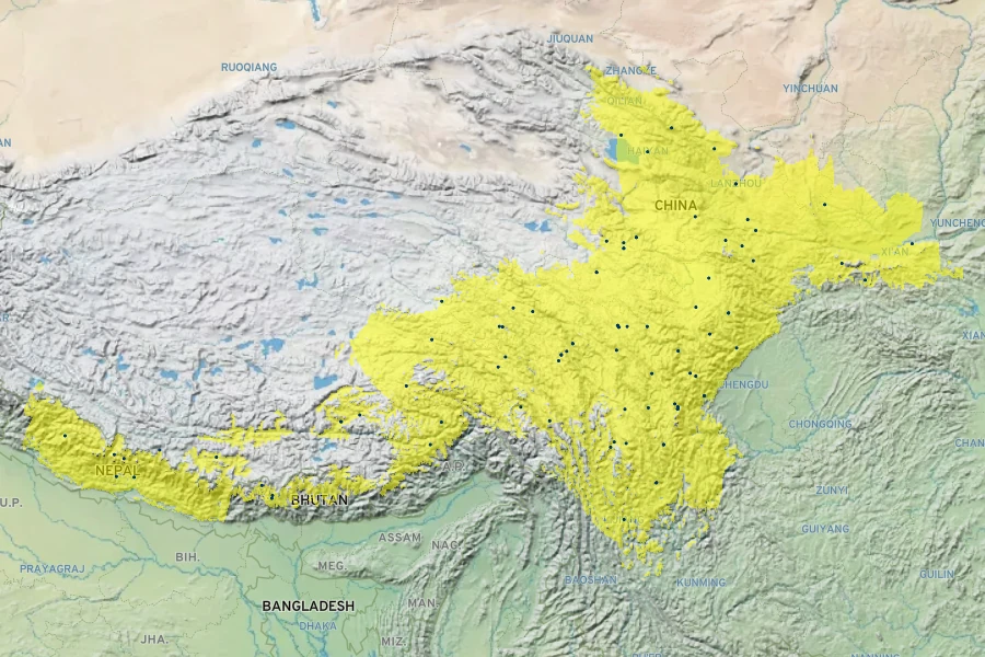 Iris goniocarpa Native Range