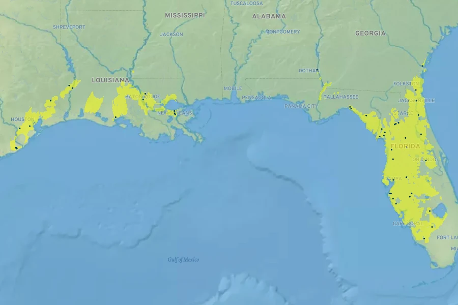 Iris hexagona Native Range