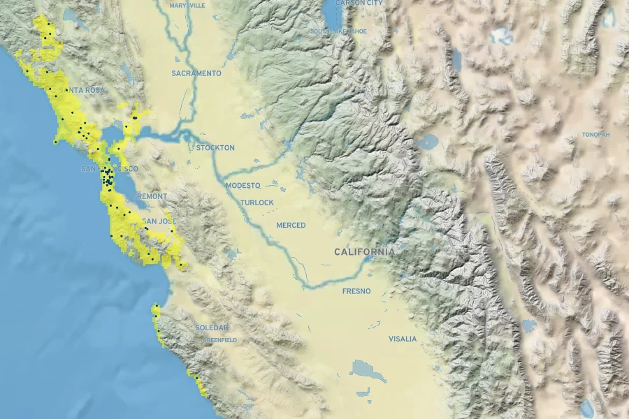 Iris longipetala Native Range