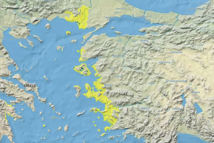 Iris orientalis Native Range