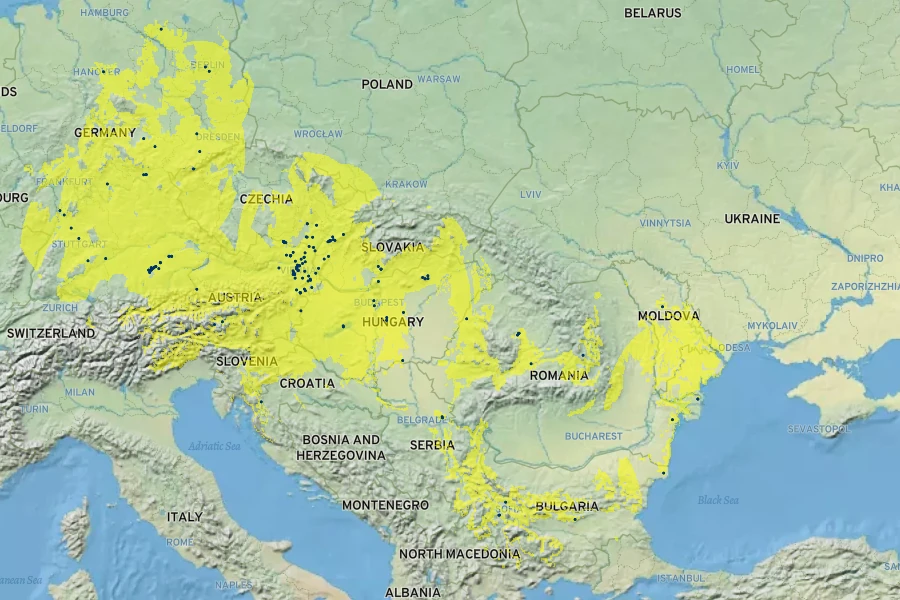 Iris variegata Native Range