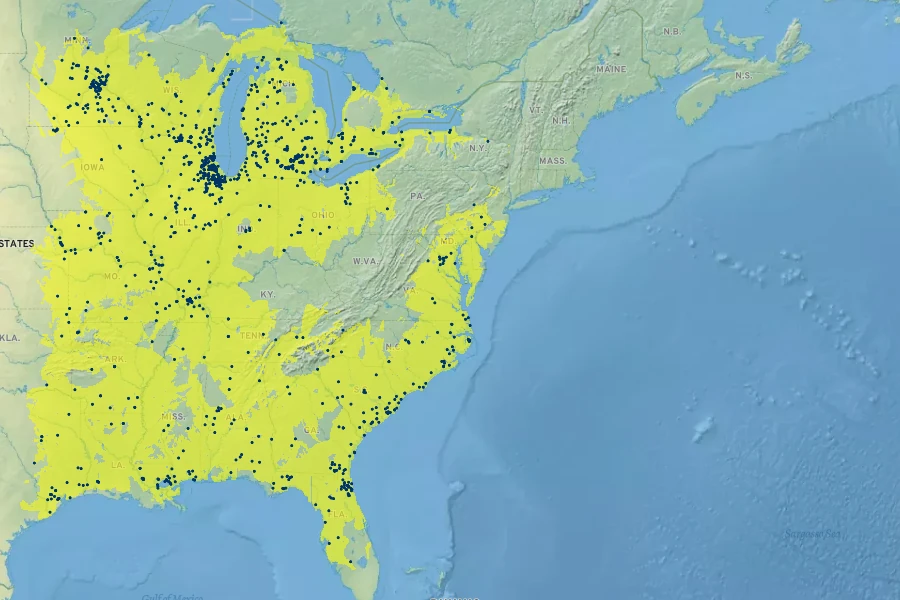 Iris virginica Native Range