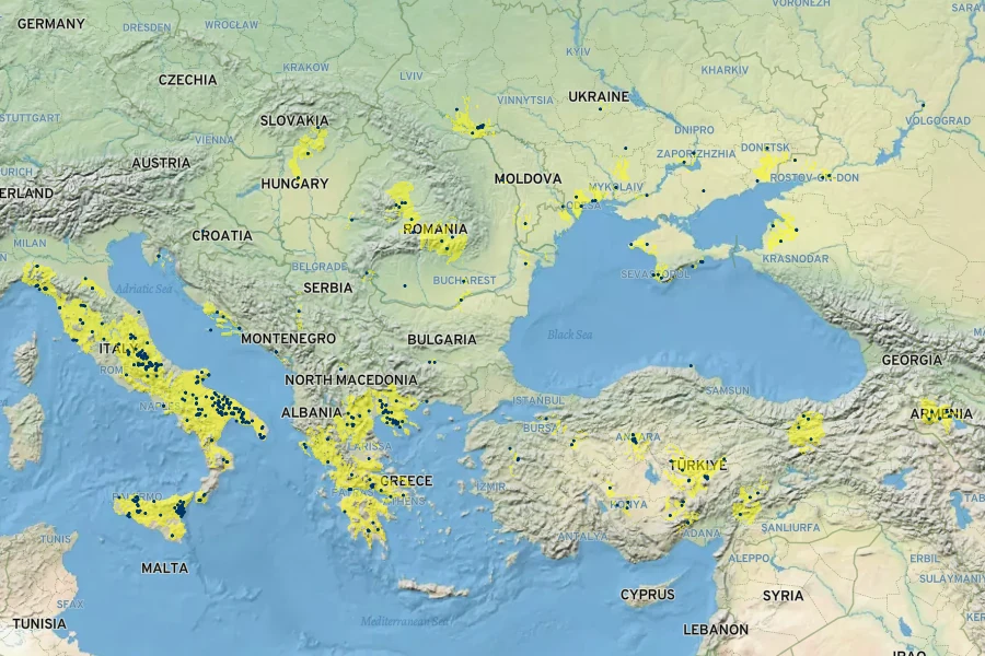 Isatis tinctoria Native Range