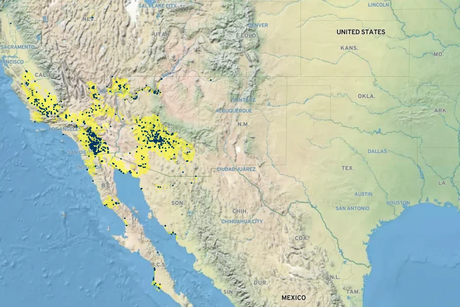 Isocoma acradenia Native Range