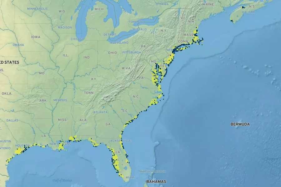 Iva frutescens Native Range
