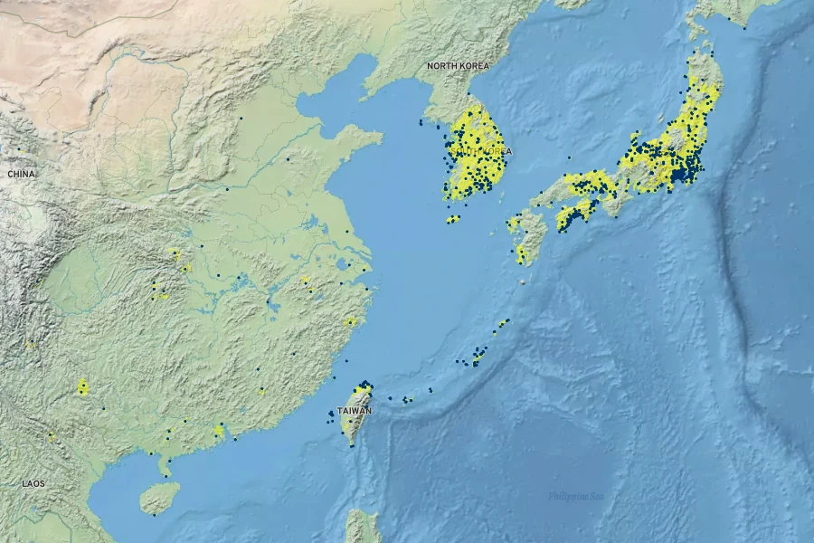 Ixeris japonica Native Range