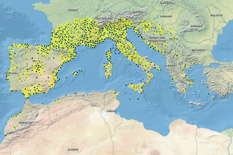 Jacobaea maritima Native Range