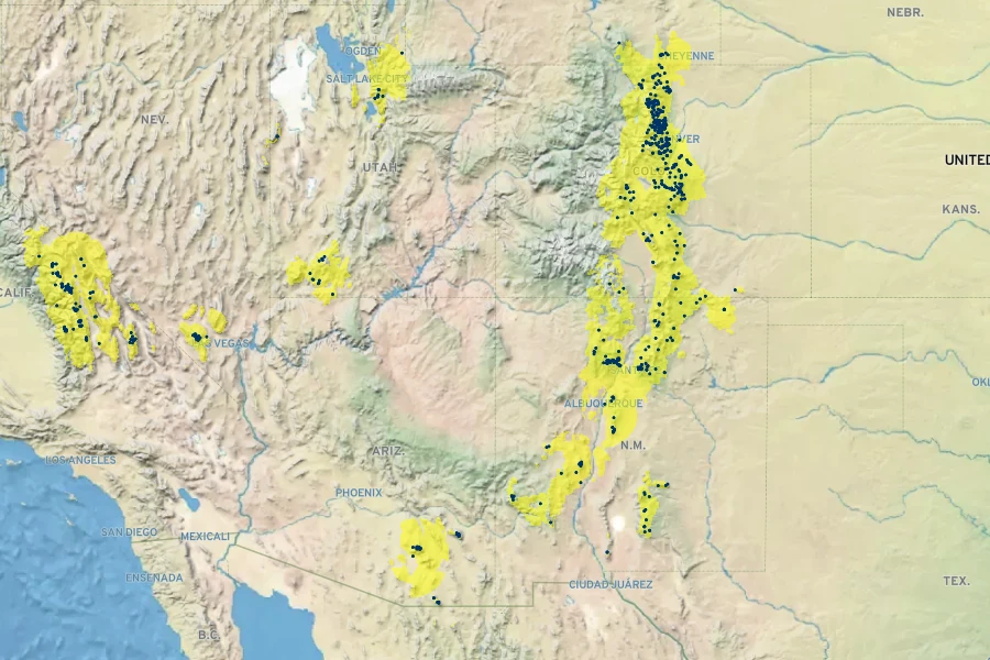 Jamesia americana Native Range