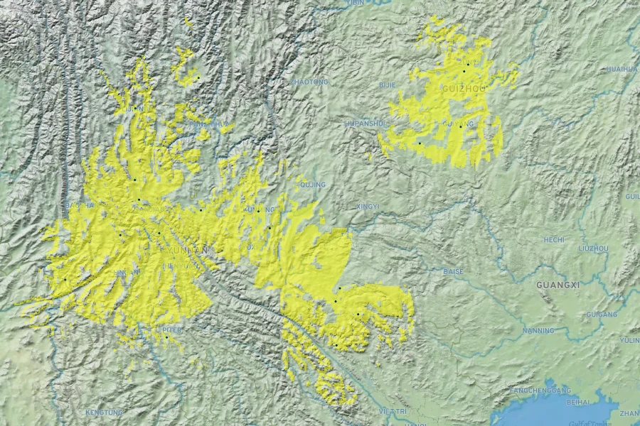 Jasminum mesnyi Native Range