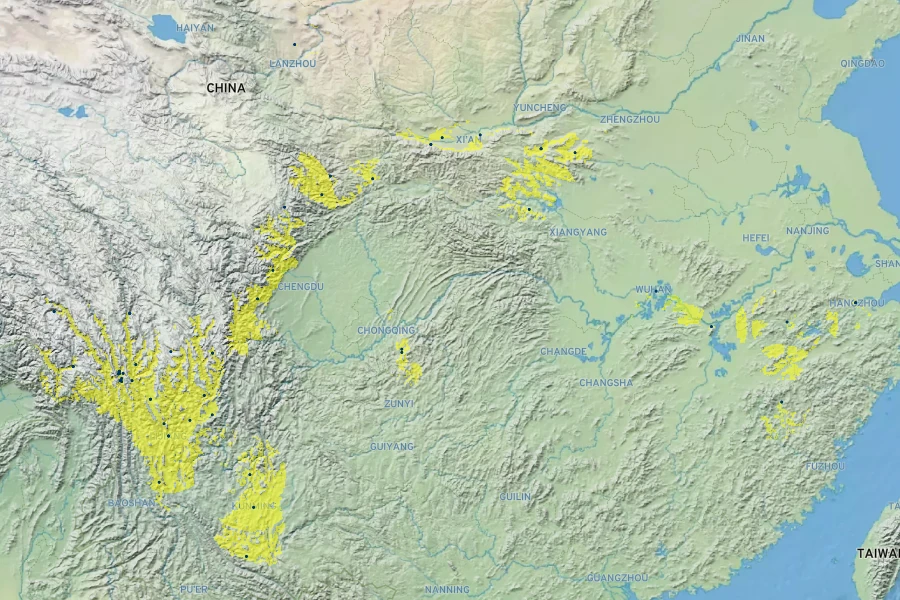 Jasminum nudiflorum Native Range