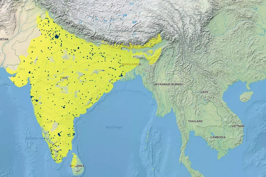 Jasminum sambac Native Range