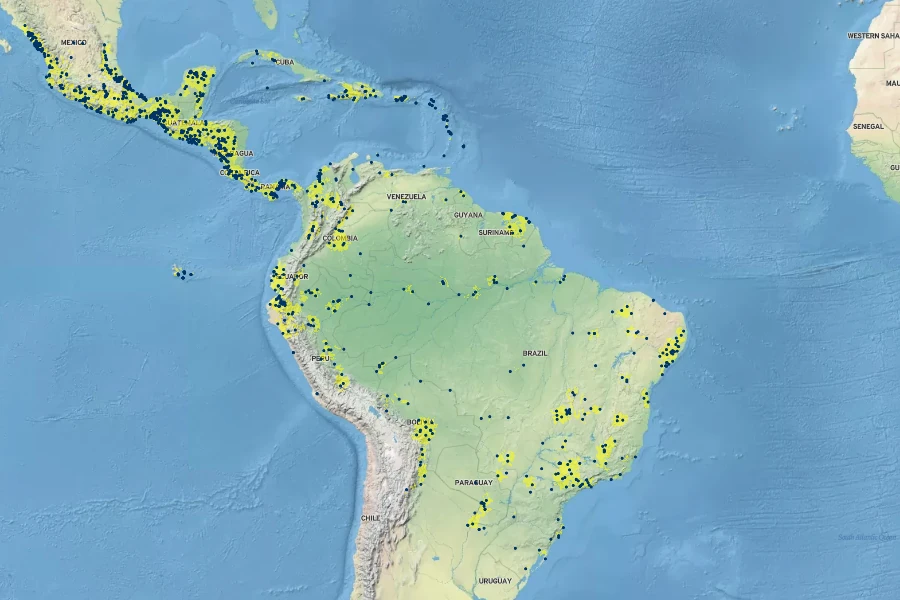 Jatropha curcas Native Range