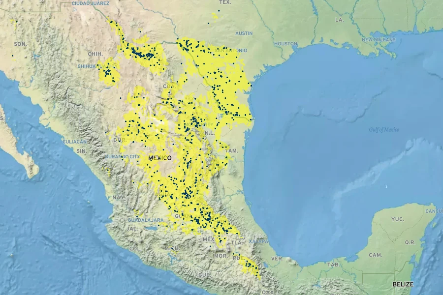 Jatropha dioica Native Range