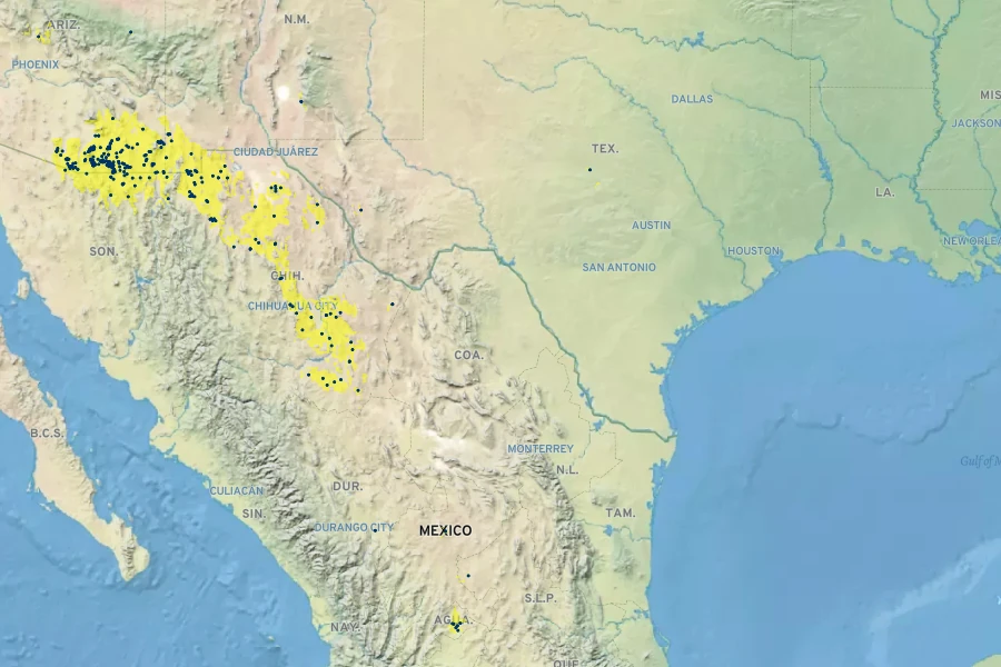 Jatropha macrorhiza Native Range