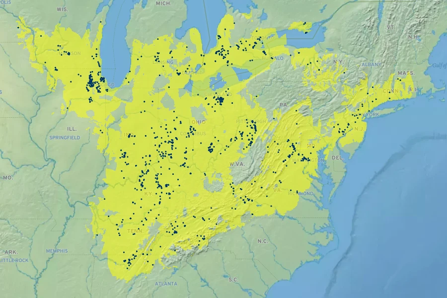 Jeffersonia diphylla Native Range