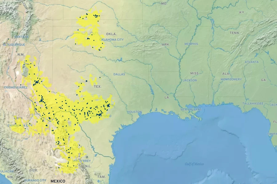 Juglans microcarpa Native Range