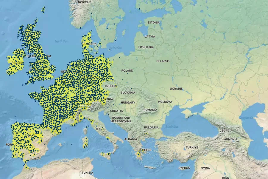 Juncus acutiflorus Native Range
