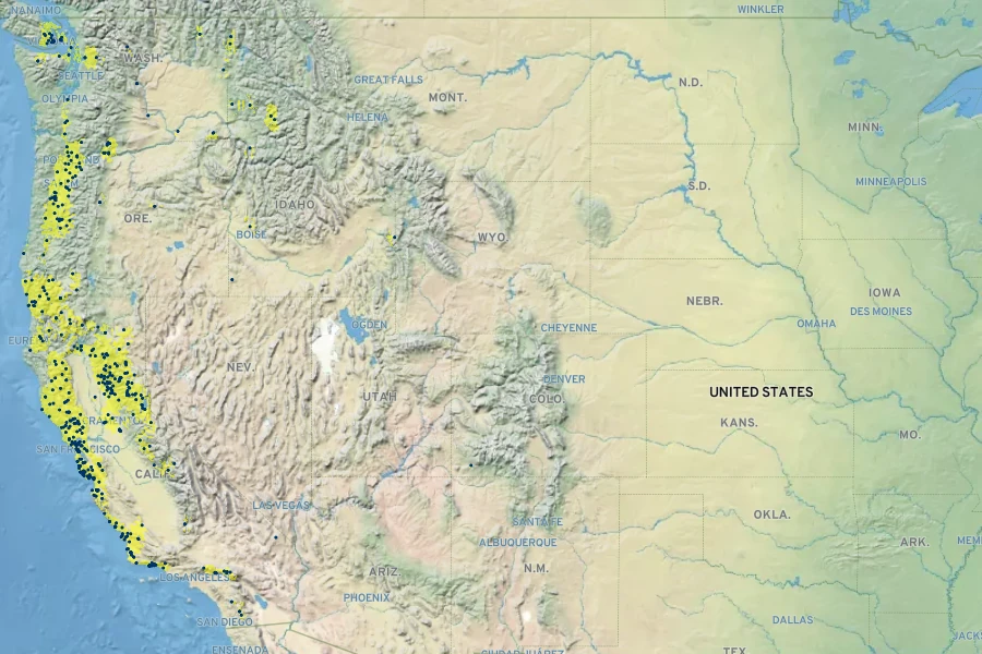 Juncus occidentalis Native Range