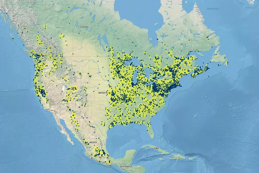 Juncus tenuis Native Range