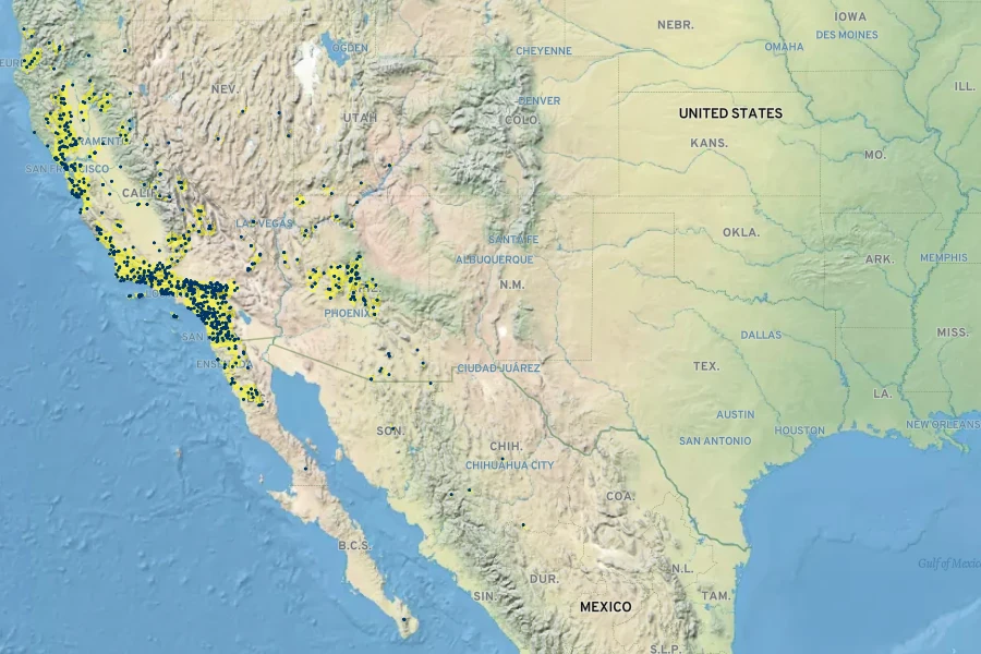 Juncus xiphioides Native Range