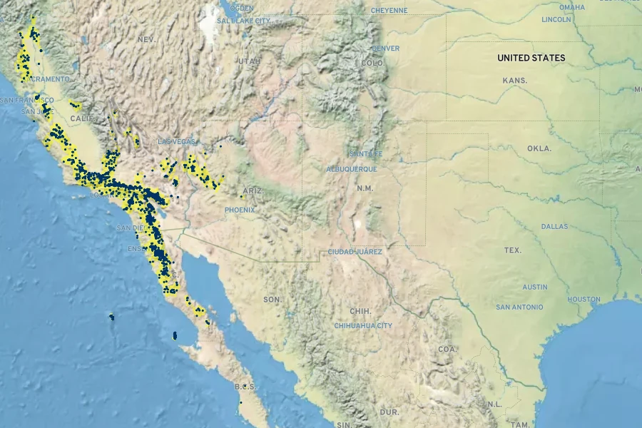 Juniperus californica Native Range