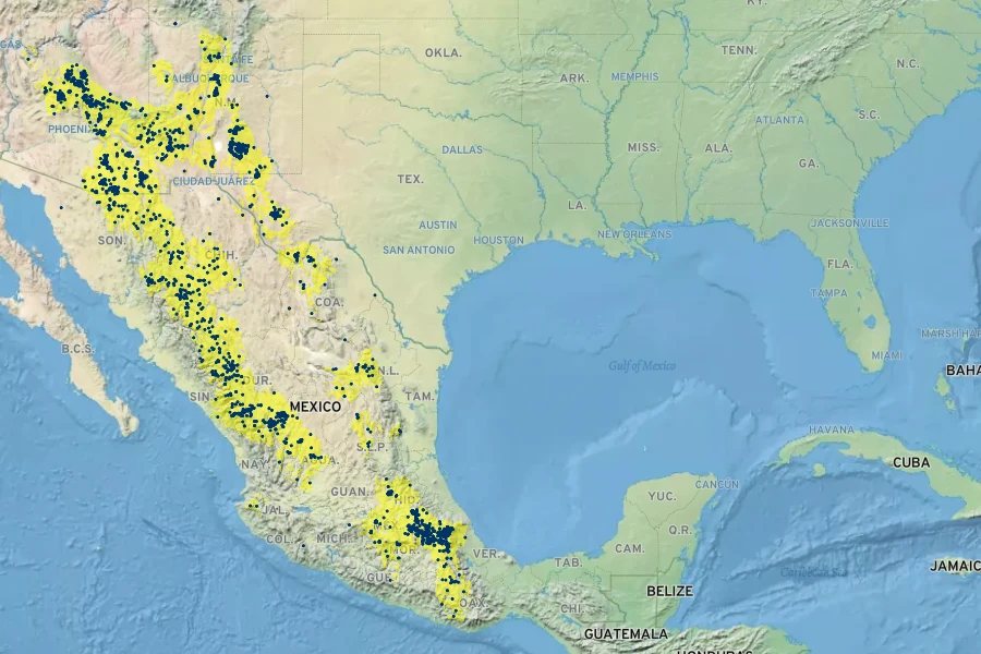 Juniperus deppeana Native Range