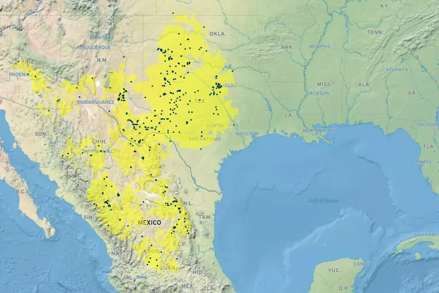Juniperus pinchotii Native Range