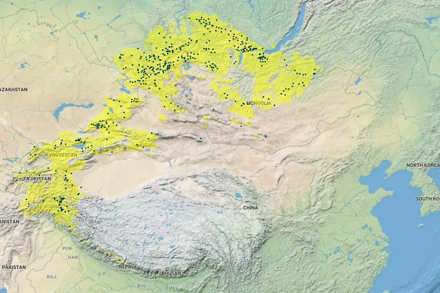 Juniperus pseudosabina Native Range