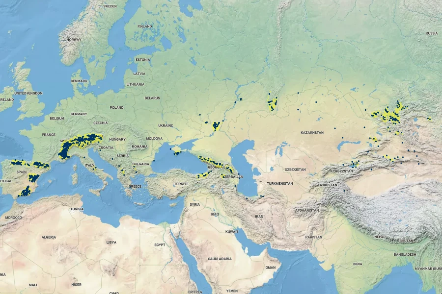 Juniperus sabina Native Range