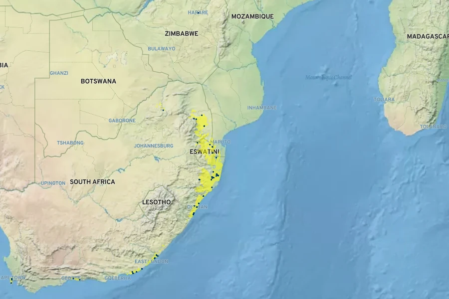 Justicia petiolaris Native Range