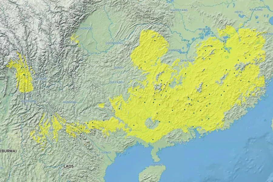 Kadsura longipedunculata Native Range